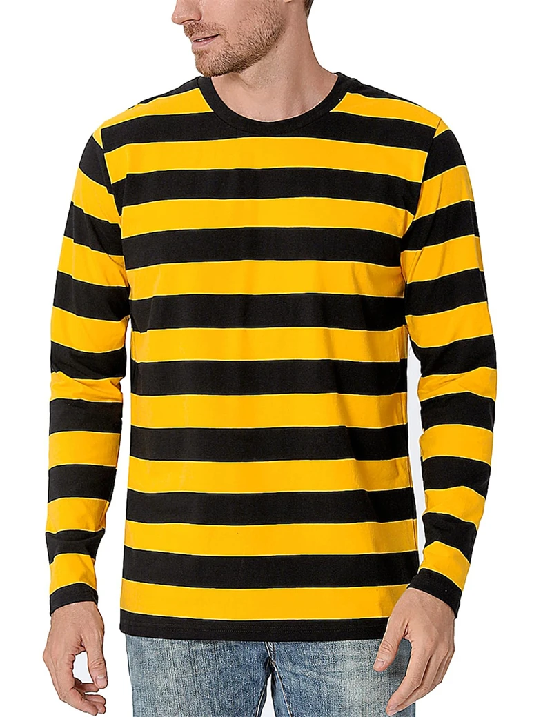 Men'S Fashion T Shirts - Modieus T-shirt met contrasterende strepen en