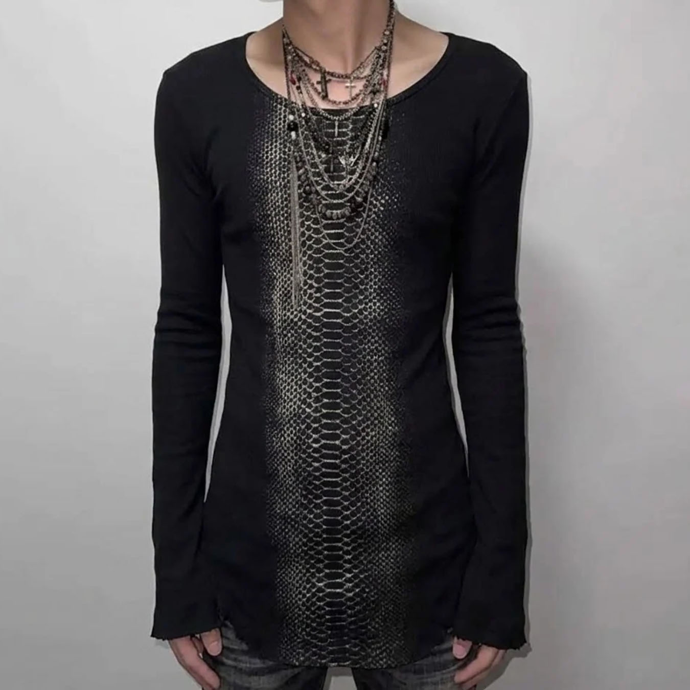 Men'S Fashion T Shirts - Herfst Retro Subcultuur Python Patroon T-shirt
